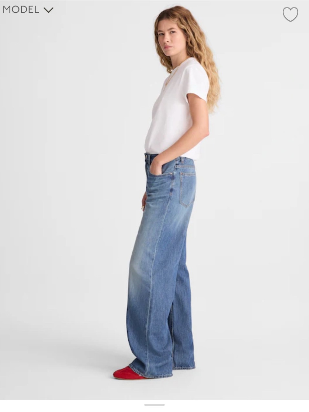 Wide Leg Low Slung Baggy  Jeans in Light Blue 27 Tall
